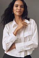 Maeve Patch Pocket Cropped Buttondown Shirt