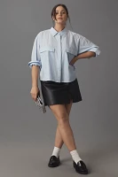 Maeve Patch Pocket Cropped Buttondown Shirt