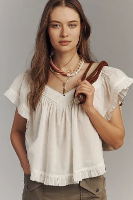 By Anthropologie Bloom Lacy Popover Top