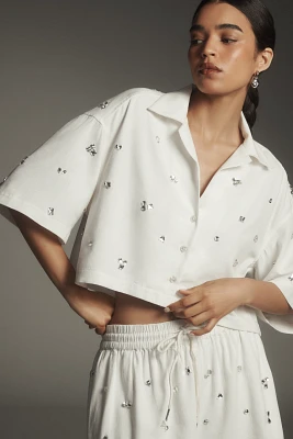 Maeve Crystal-Embellished Buttondown Shirt