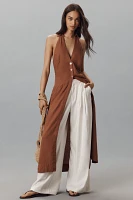 By Anthropologie Longline Linen Blend Halter Vest