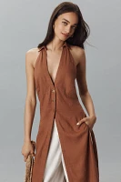 By Anthropologie Longline Linen Blend Halter Vest