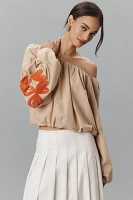 By Anthropologie Off-the-Shoulder Bubble-Hem Top