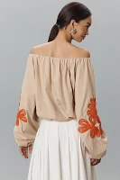By Anthropologie Off-the-Shoulder Bubble-Hem Top