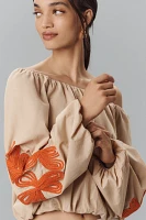 By Anthropologie Off-the-Shoulder Bubble-Hem Top