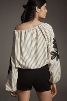 By Anthropologie Off-the-Shoulder Bubble-Hem Top