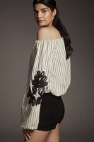 By Anthropologie Off-the-Shoulder Bubble-Hem Top