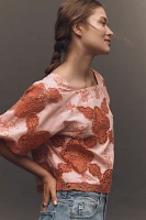 By Anthropologie Cotton Puff-Sleeve Cutwork Blouse