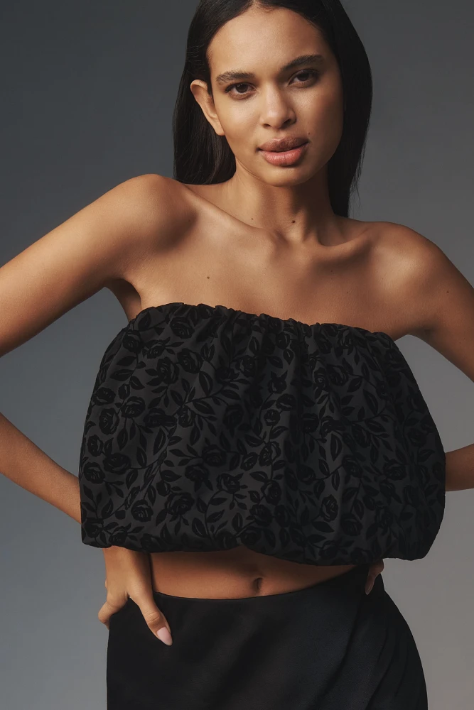 For Love & Lemons Midnight Strapless Velvet Bubble Top