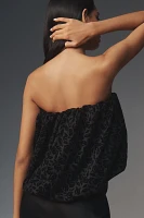 For Love & Lemons Midnight Strapless Velvet Bubble Top