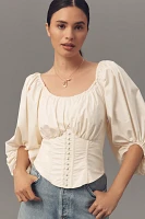 For Love & Lemons Bow-Back Corset Blouse