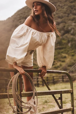 For Love & Lemons Bow-Back Corset Blouse