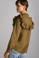 Pilcro Ruffled Chambray Buttondown