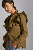 Pilcro Ruffled Chambray Buttondown