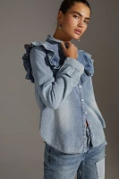 Pilcro Ruffled Chambray Buttondown