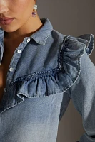 Pilcro Ruffled Chambray Buttondown