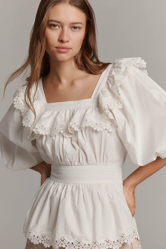 Maeve Peplum Eyelet Blouse