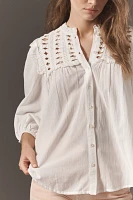 By Anthropologie Long-Sleeve Ruffle Blouse