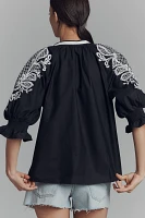 By Anthropologie Ruffled Popover Blouse