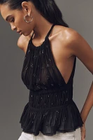 By Anthropologie Sheer Smocked Halter Blouse