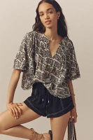 By Anthropologie Pintuck Short-Sleeve Swing Top