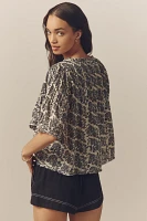 By Anthropologie Pintuck Short-Sleeve Swing Top