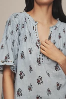 By Anthropologie Pintuck Short-Sleeve Swing Top