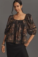 Farm Rio Lace Inset Peasant Blouse