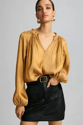 Current Air Crinkle Popover Blouse