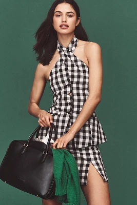 Maeve Linen Blend Gingham Halter Top