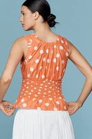 By Anthropologie Sleeveless Smocked-Waist Top