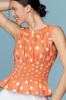 By Anthropologie Sleeveless Smocked-Waist Top