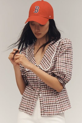Maeve Collared Puff-Sleeve Blouse