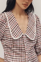 Maeve Collared Puff-Sleeve Blouse