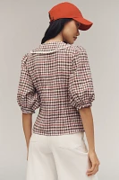 Maeve Collared Puff-Sleeve Blouse