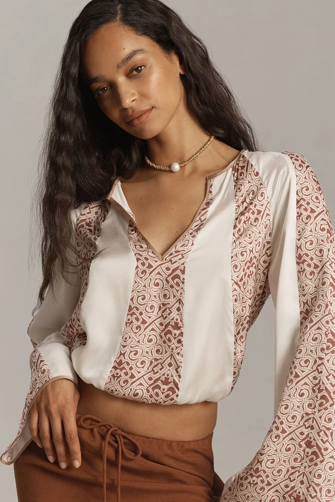 By Anthropologie Silky Spliced Blouse