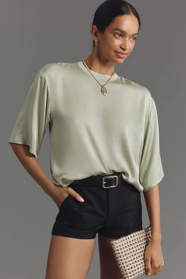 Maeve Short-Sleeve Shine Boxy Blouse