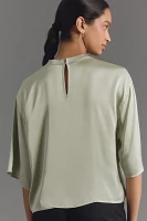 Maeve Short-Sleeve Shine Boxy Blouse