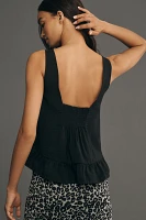 Maeve Smocked Ruffle-Hem Swing Tank Top