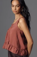 Maeve Smocked Ruffle-Hem Swing Tank Top