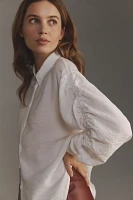 By Anthropologie Long-Sleeve Sheer Buttondown Shirt