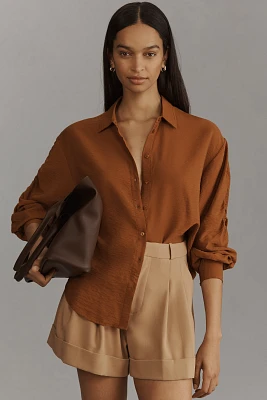 By Anthropologie Long-Sleeve Sheer Buttondown Shirt