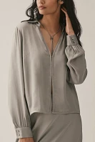 By Anthropologie Long-Sleeve Silky Top