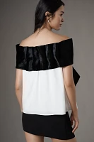 Mare Colorblock Off-The-Shoulder Bow Top