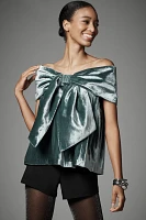 Mare Velvet Off-The-Shoulder Bow Top