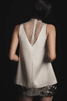 Mare Crystal-Mesh Insert V-Neck Sleeveless Blouse