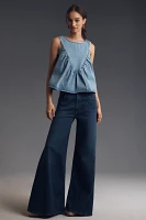 Mare x Anthropologie Denim Shirred Blouse