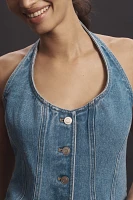 Mare Halter Shrunken Denim Vest