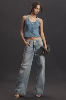 Mare Halter Shrunken Denim Vest