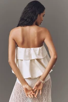 Mare Linen Blend Strapless Silky Bubble Blouse
